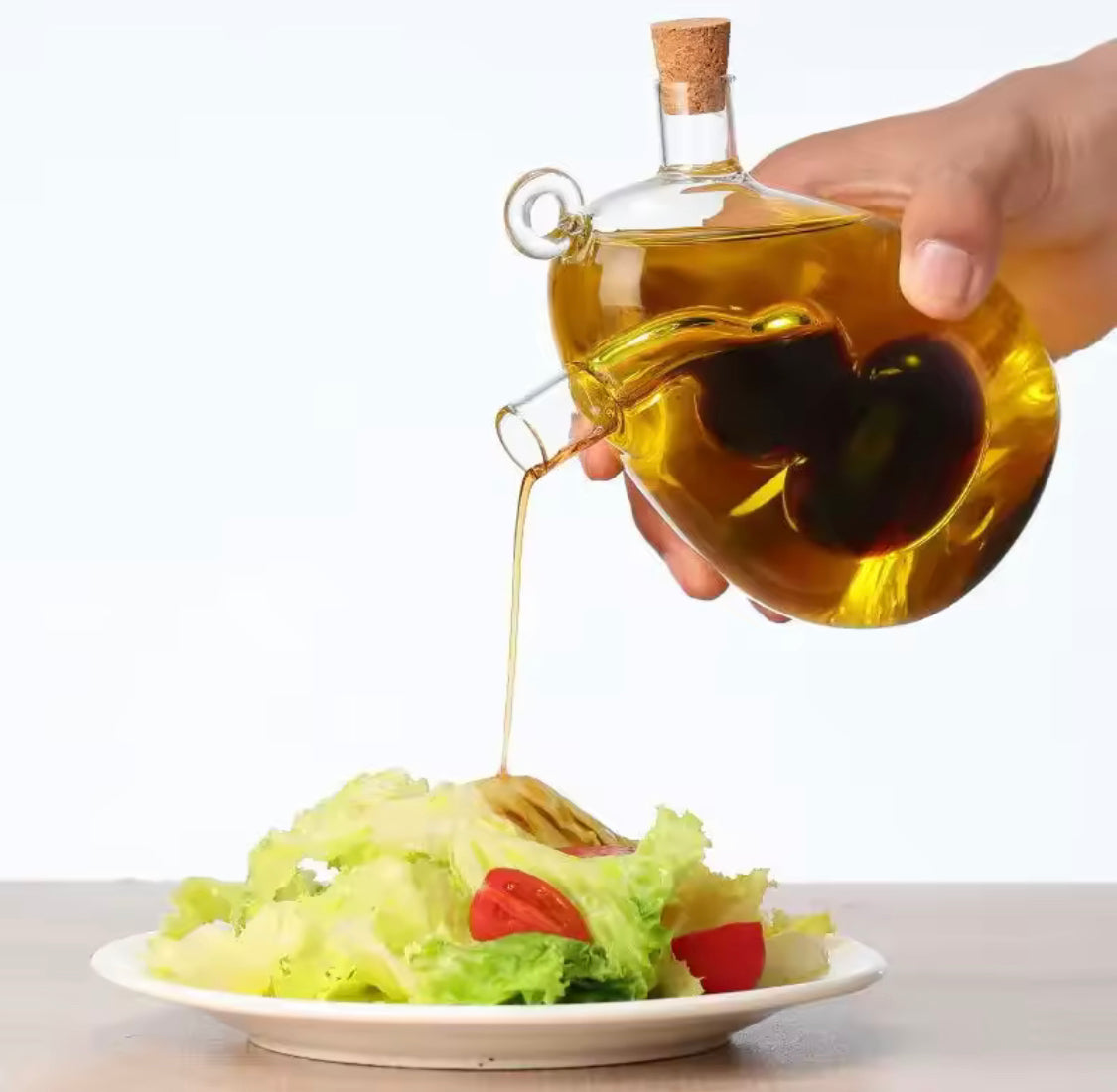 2 In 1 Glass Oil Bottle , Multipurpose Glass Bottle Jar, Creative Double Mouth Glass Seasoning Oil Pot, Double Oil Dispenser With Cork 2 In 1 Glass Oil Bottle , Multipurpose Glass Bottle Jar, Creative Double Mouth Glass Seasoning Oil Pot, Double Oil Dispenser With Cork